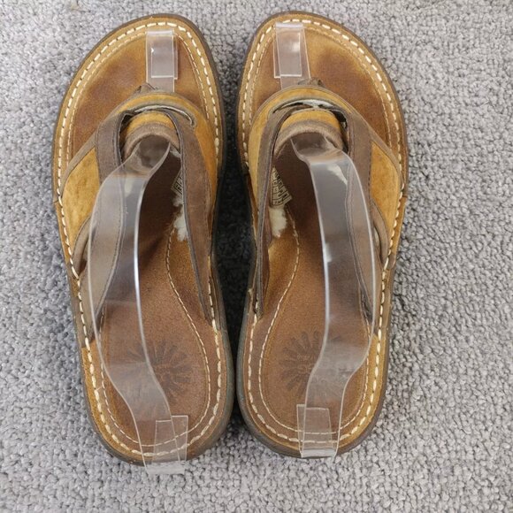Ugg Matala Sandals Womens Size 7 Shoe Brown Shearling Lined Flip Flop Thong 5701 - Picture 7 of 8